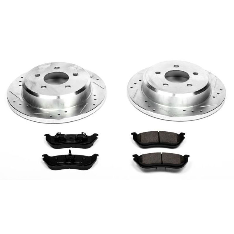 Ford Crown Victoria Brake Kit - Rear - PowerStop - Drilled & Slotted Rotors + Carbon-Fiber Ceramic Pads - `96-`02