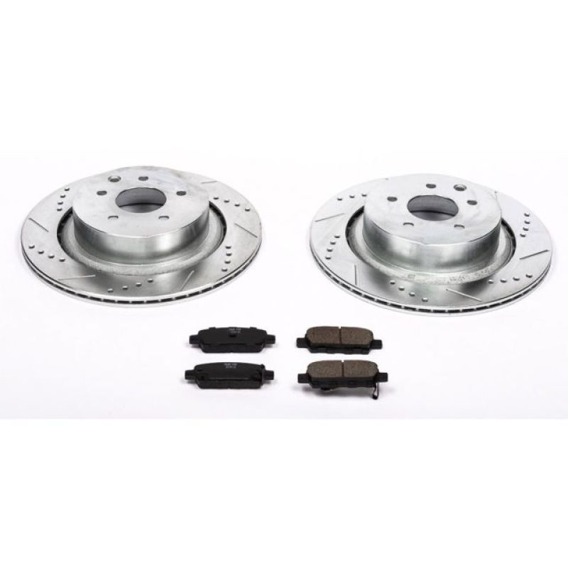 Infiniti G35 Brake Kit - Rear - PowerStop - Drilled & Slotted Rotors + Carbon-Fiber Ceramic Pads - `07-`08