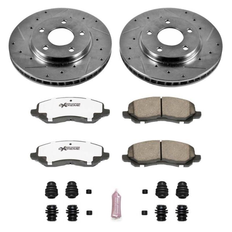 Dodge Caliber Brake Kit - Front - PowerStop - Drilled & Slotted Rotors + Carbon-Fiber Ceramic Pads - `07-`12 Dodge Caliber Brake Kit - Front - PowerStop - Drilled & Slotted Rotors + Carbon-Fiber Ceramic Pads - `07-`12