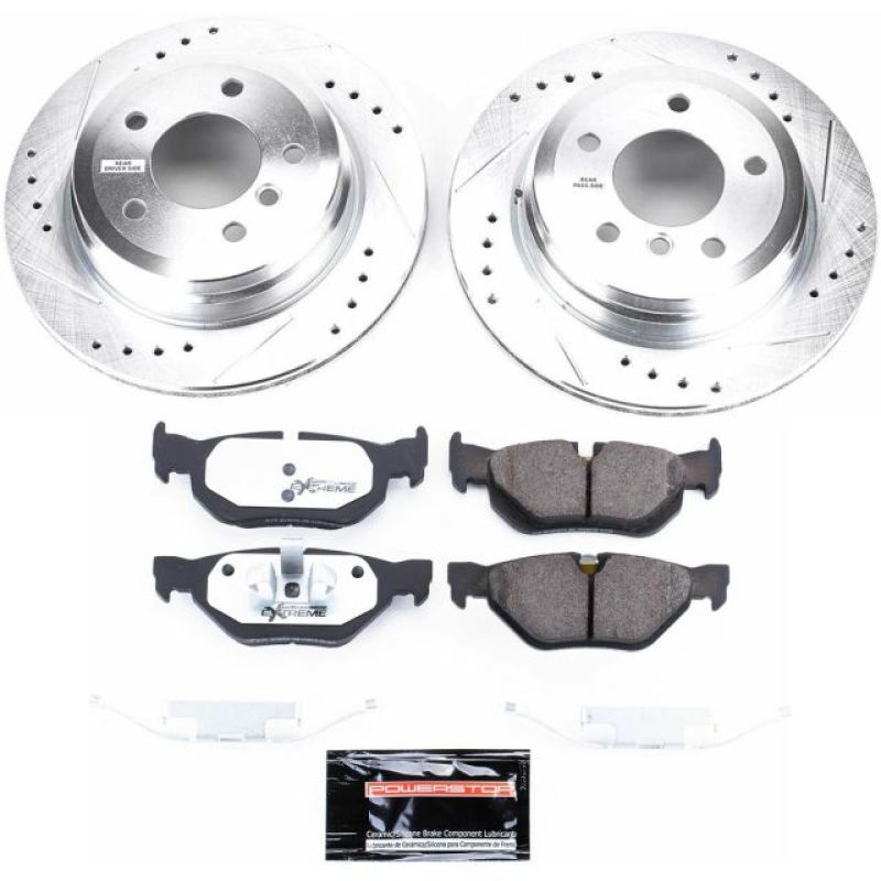 BMW 3 Series Brake Kit - Rear - PowerStop - Drilled & Slotted Rotors + Carbon-Fiber Ceramic Pads - 2006