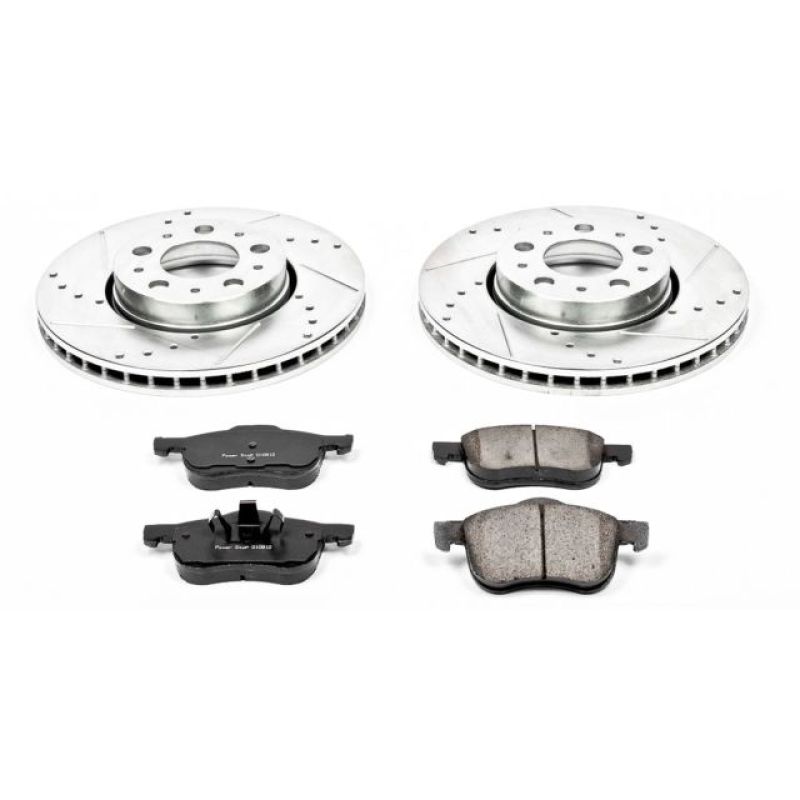 Volvo S60 Brake Kit - Front - PowerStop - Z23 Evolution Sport Brake Upgrade Kit + Drilled & Slotted Rotors + Carbon-Fiber Ceramic Pads - `01-`07