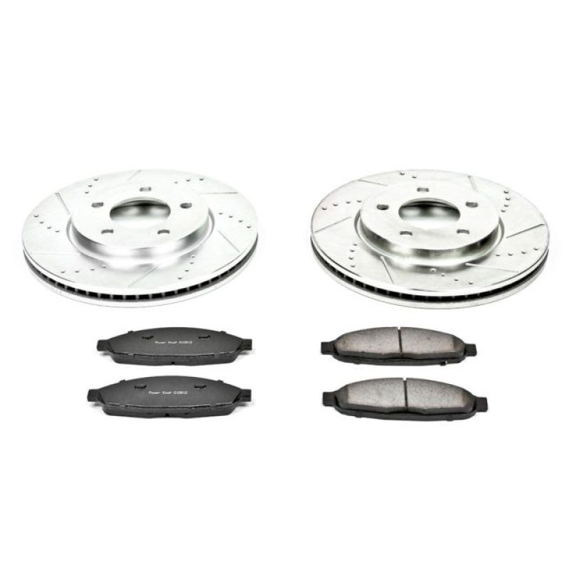 Chrysler Pacifica Brake Kit - Front - PowerStop - Drilled & Slotted Rotors + Carbon-Fiber Ceramic Pads - `04-`08