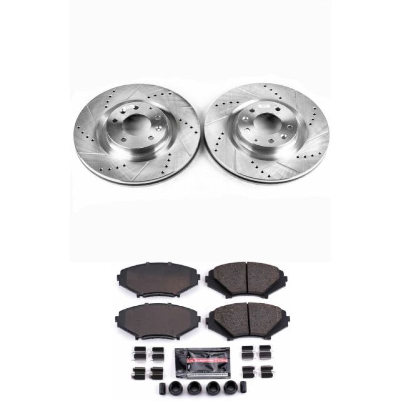 Mazda RX-8 Brake Kit - Front - PowerStop - Drilled & Slotted Rotors + Carbon-Fiber Ceramic Pads - `04-`11