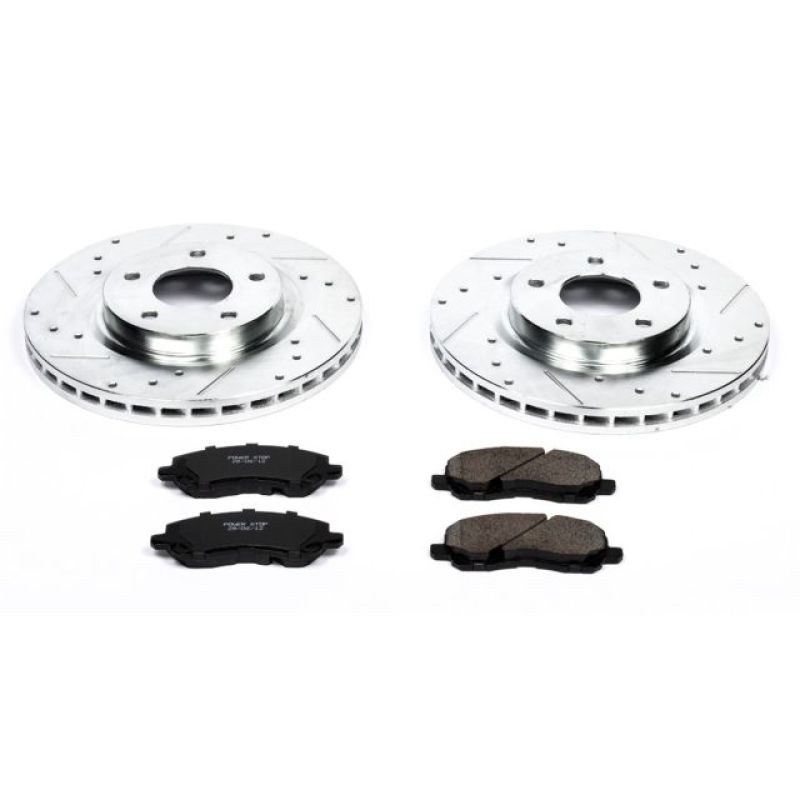 Dodge Caliber Brake Kit - Front - PowerStop - Drilled & Slotted Rotors + Carbon-Fiber Ceramic Pads - `07-`12 Dodge Caliber Brake Kit - Front - PowerStop - Drilled & Slotted Rotors + Carbon-Fiber Ceramic Pads - `07-`12