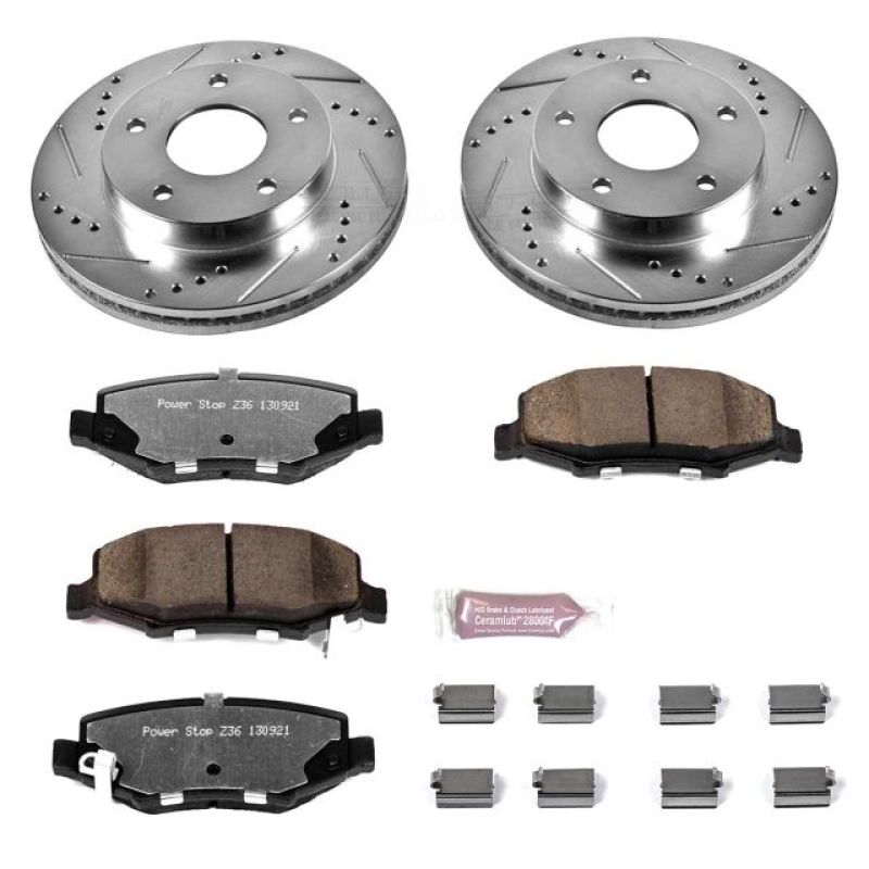 Dodge Nitro Brake Kit - Rear - PowerStop - Drilled & Slotted Rotors + Carbon-Fiber Ceramic Pads - `07-`11