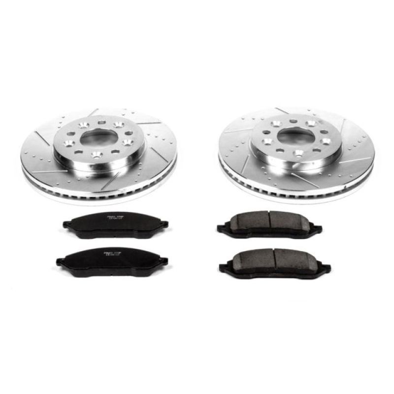 Ford Freestar Brake Kit - Front - PowerStop - Z23 Evolution Sport + Drilled & Slotted Rotors + Carbon-Fiber Ceramic Pads - `04-`07