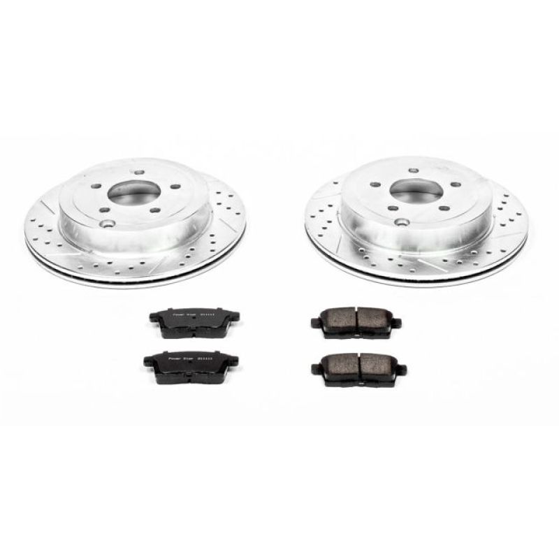Ford Edge Brake Kit - Rear - PowerStop - Drilled & Slotted Rotors + Carbon-Fiber Ceramic Pads - `07-`10