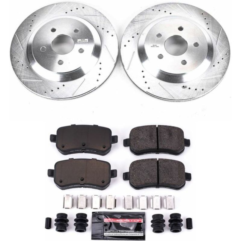 Ford Freestar Brake Kit - Rear - PowerStop - Drilled & Slotted Rotors + Carbon-Fiber Ceramic Pads - `04-`07