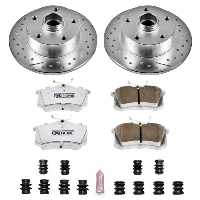 Audi A4 Brake Kit - Rear - PowerStop - Drilled & Slotted Rotors + Carbon-Fiber Ceramic Pads - `97-`01