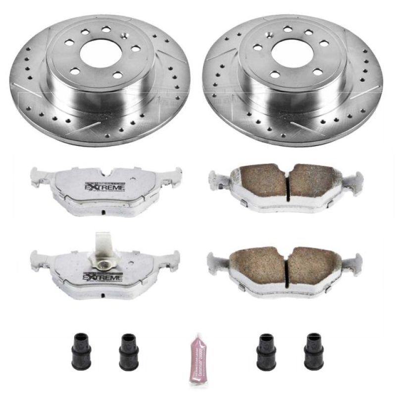 Saab 9-5 Brake Kit - Rear - PowerStop - Drilled & Slotted Rotors + Carbon-Fiber Ceramic Pads - `99-`10