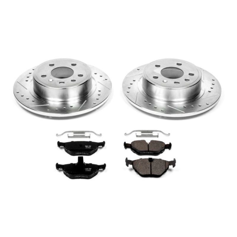 Saab 9-5 Brake Kit - Rear - PowerStop - Z23 Evolution Sport with Carbon-Fiber Ceramic Pads + Drilled & Slotted Rotors - `99-`10