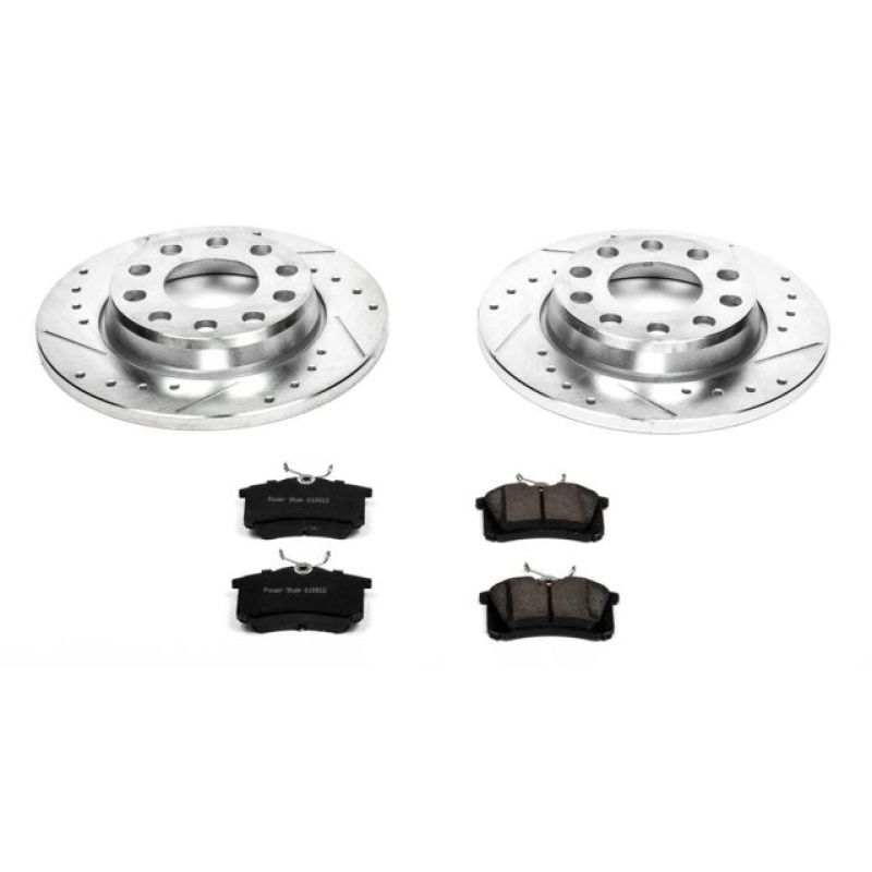 Audi A4 Brake Kit - Rear - PowerStop - Drilled & Slotted Rotors + Carbon-Fiber Ceramic Pads - `02-`05 Audi A4 Brake Kit - Rear - PowerStop - Drilled & Slotted Rotors + Carbon-Fiber Ceramic Pads - `02-`05