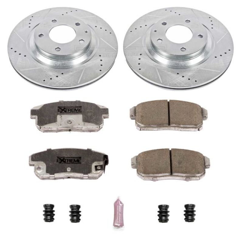 Mazda RX-8 Brake Kit - Rear - PowerStop - Drilled & Slotted Rotors + Carbon-Fiber Ceramic Pads - `04-`11