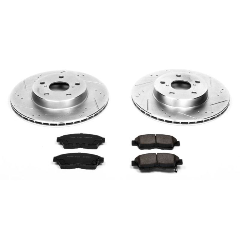 Toyota RAV4 Brake Kit - Front - PowerStop - Drilled & Slotted Rotors + Carbon-Fiber Ceramic Pads - `96-`00