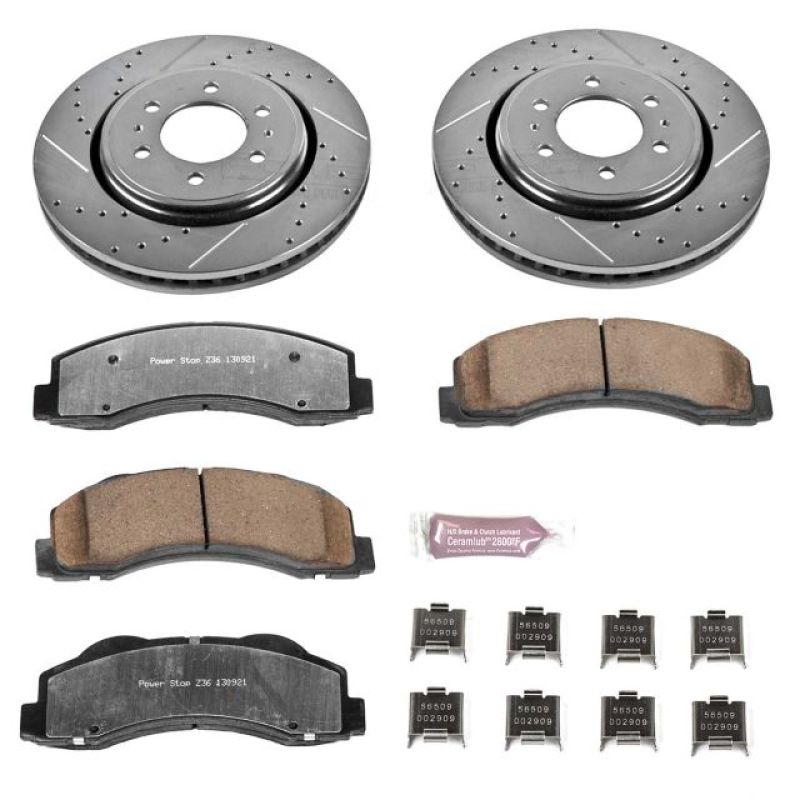 Ford Expedition Brake Kit - Front - PowerStop - Drilled & Slotted Rotors + Carbon-Fiber Ceramic Pads - `10-`18 Ford Expedition Brake Kit - Front - PowerStop - Drilled & Slotted Rotors + Carbon-Fiber Ceramic Pads - `10-`18