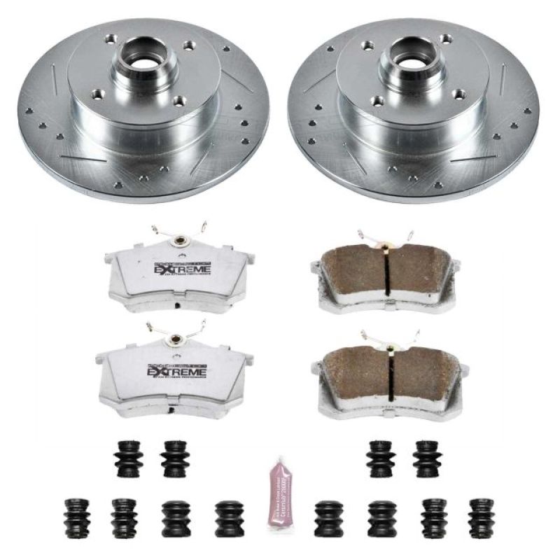 Volkswagen Cabrio Brake Kit - Rear - PowerStop - Drilled & Slotted Rotors + Carbon-Fiber Ceramic Pads - `99-`02