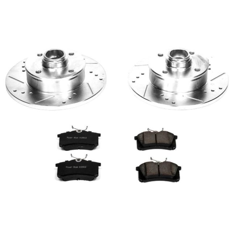 Volkswagen Cabrio Brake Kit - Rear - PowerStop - Drilled & Slotted Rotors + Carbon-Fiber Ceramic Pads - `99-`02