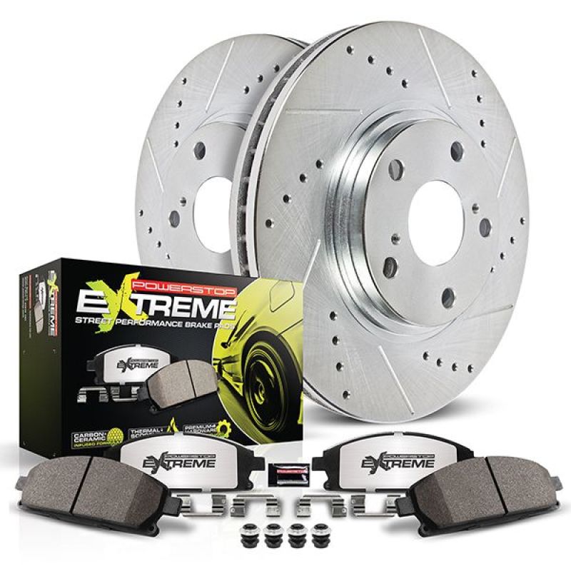 Toyota GR86 Brake Kit - Front - PowerStop - Drilled & Slotted Rotors + Carbon-Fiber Ceramic Pads + Stainless Steel Hardware - 2019 Toyota GR86 Brake Kit - Front - PowerStop - Drilled & Slotted Rotors + Carbon-Fiber Ceramic Pads + Stainless Steel Hardware - 2019