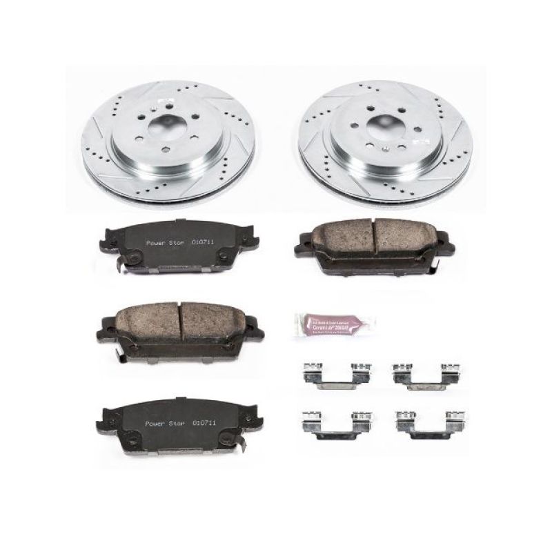 Cadillac SRX Brake Kit - Rear - PowerStop - Drilled & Slotted Rotors + Carbon-Fiber Ceramic Pads - `04-`09