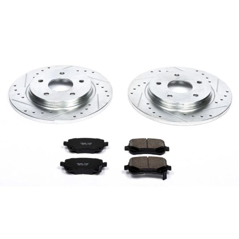 Chrysler Town & Country Brake Kit - Rear - PowerStop - Z23 Evolution Sport + Drilled & Slotted Rotors + Carbon-Fiber Ceramic Pads - `08-`12