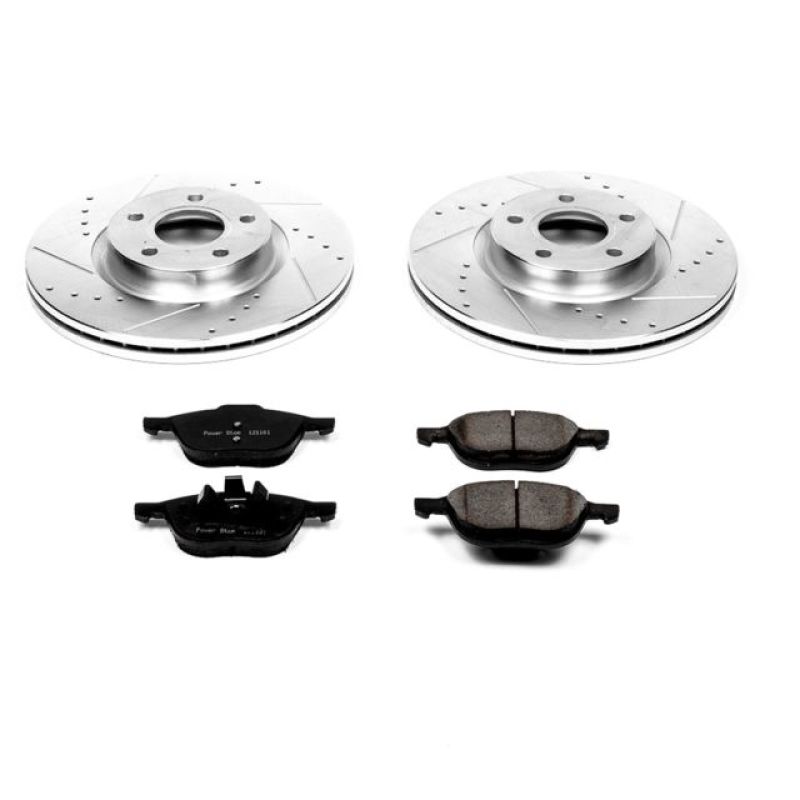Ford C-Max Brake Kit - Front - PowerStop - Z23 Evolution Sport, Drilled & Slotted Rotors + Carbon-Fiber Ceramic Pads - `13-`17