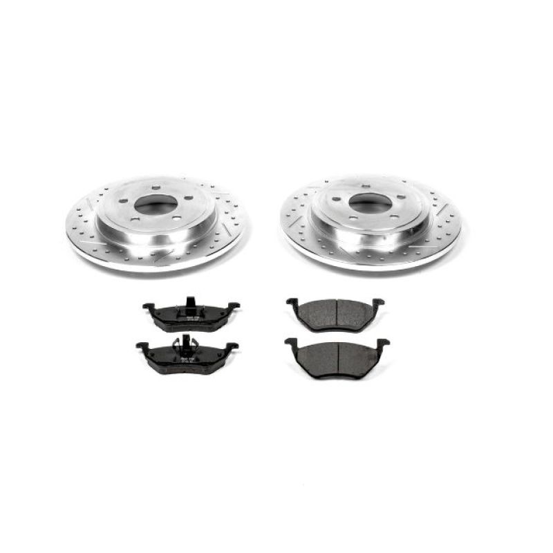 Ford Escape Brake Kit - Rear - PowerStop - Drilled & Slotted Rotors + Carbon-Fiber Ceramic Pads - `05-`08