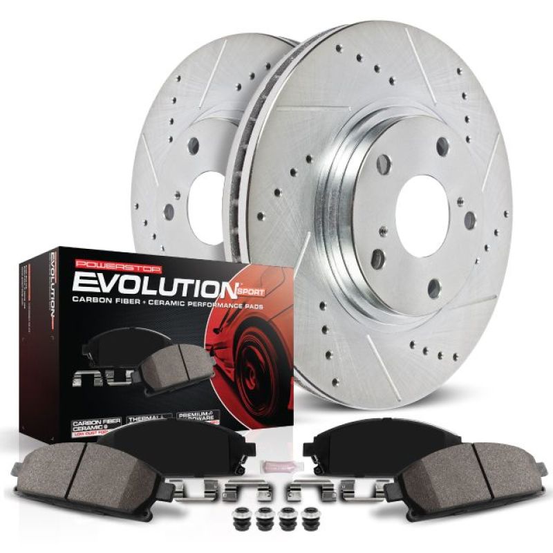 Ford F-350 Super Duty Brake Kit - Rear - PowerStop - Drilled & Slotted Rotors + Carbon-Fiber Ceramic Pads - `05-`10