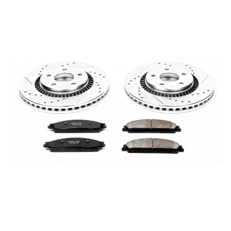 Ford Five Hundred Brake Kit - Front - PowerStop - Drilled & Slotted Rotors + Carbon-Fiber Ceramic Pads - `05-`07
