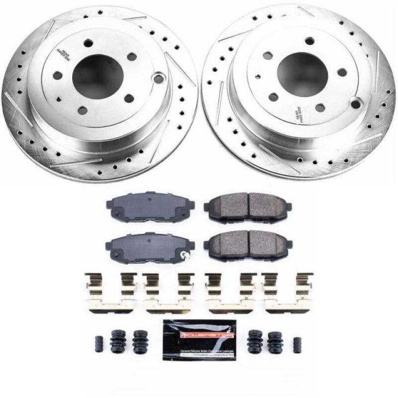 Mazda MPV Brake Kit - Rear - PowerStop - Drilled & Slotted Rotors + Carbon-Fiber Ceramic Pads - `04-`06