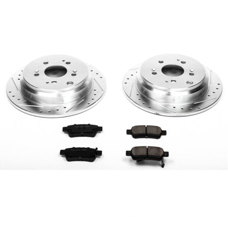 Honda Odyssey Brake Kit - Rear - PowerStop - Drilled & Slotted Rotors + Carbon-Fiber Ceramic Pads - `05-`10