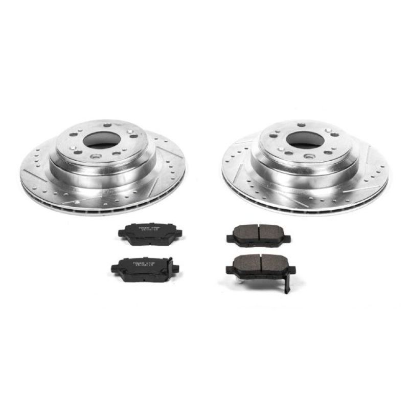 Acura RL Brake Kit - Rear - PowerStop - Drilled & Slotted Rotors + Carbon-Fiber Ceramic Pads - `05-`12