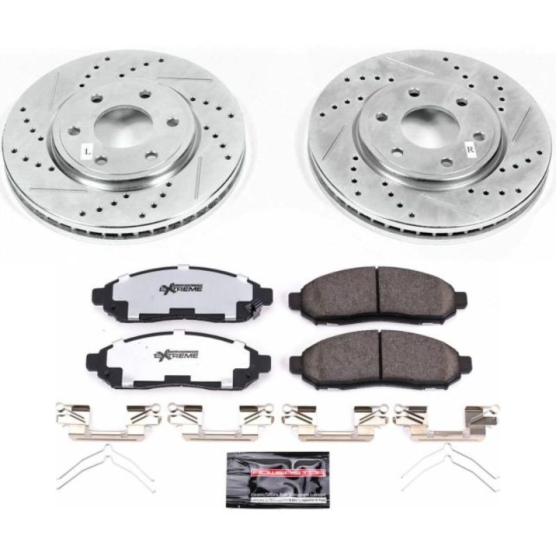 Nissan Frontier Brake Kit - Front - PowerStop - Drilled & Slotted Rotors + Carbon-Fiber Ceramic Pads - `05-`18 Nissan Frontier Brake Kit - Front - PowerStop - Drilled & Slotted Rotors + Carbon-Fiber Ceramic Pads - `05-`18