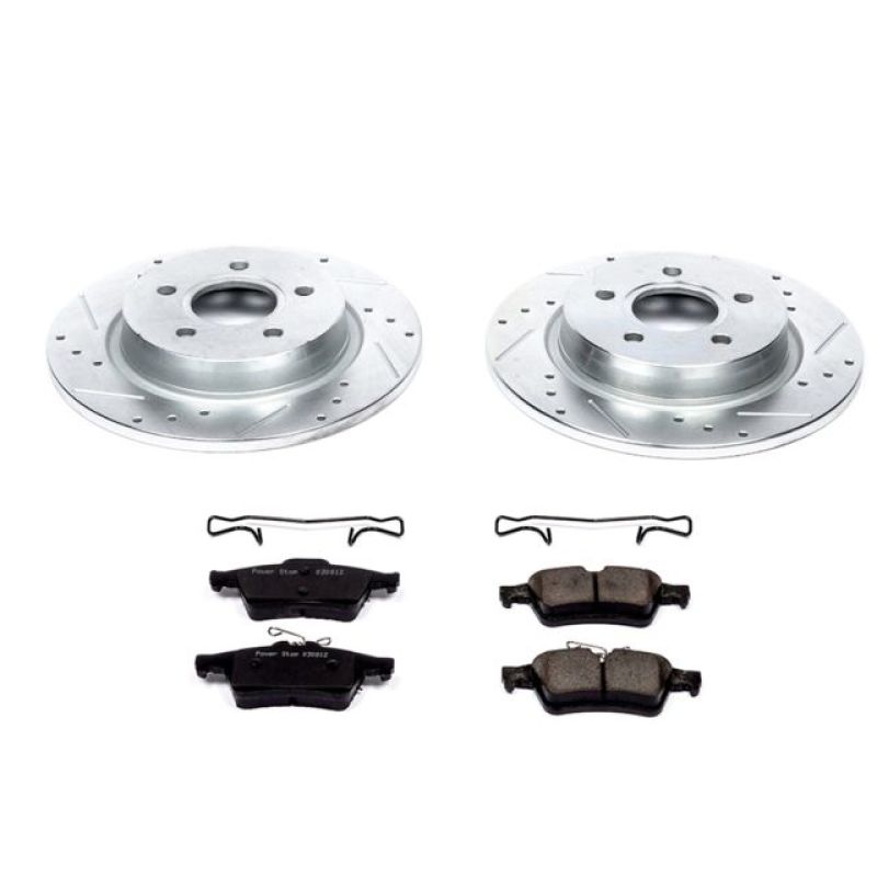 Volvo C30 Brake Kit - Rear - PowerStop - Drilled & Slotted Rotors + Carbon-Fiber Ceramic Pads - `08-`13