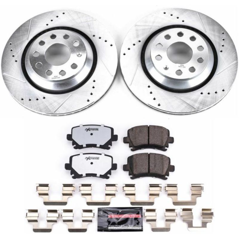 Volkswagen CC Brake Kit - Rear - PowerStop - Drilled & Slotted Rotors + Carbon-Fiber Ceramic Pads - `09-`17