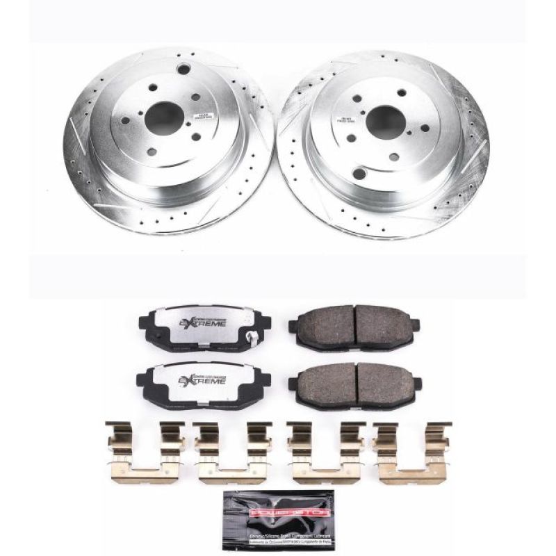 Subaru Tribeca Brake Kit - Rear - PowerStop - Drilled & Slotted Rotors + Carbon-Fiber Ceramic Pads - `06-`07 Subaru Tribeca Brake Kit - Rear - PowerStop - Drilled & Slotted Rotors + Carbon-Fiber Ceramic Pads - `06-`07