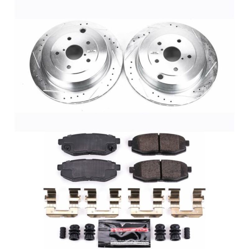 Subaru Tribeca Brake Kit - Rear - PowerStop - Drilled & Slotted Rotors + Carbon-Fiber Ceramic Pads - `06-`07 Subaru Tribeca Brake Kit - Rear - PowerStop - Drilled & Slotted Rotors + Carbon-Fiber Ceramic Pads - `06-`07