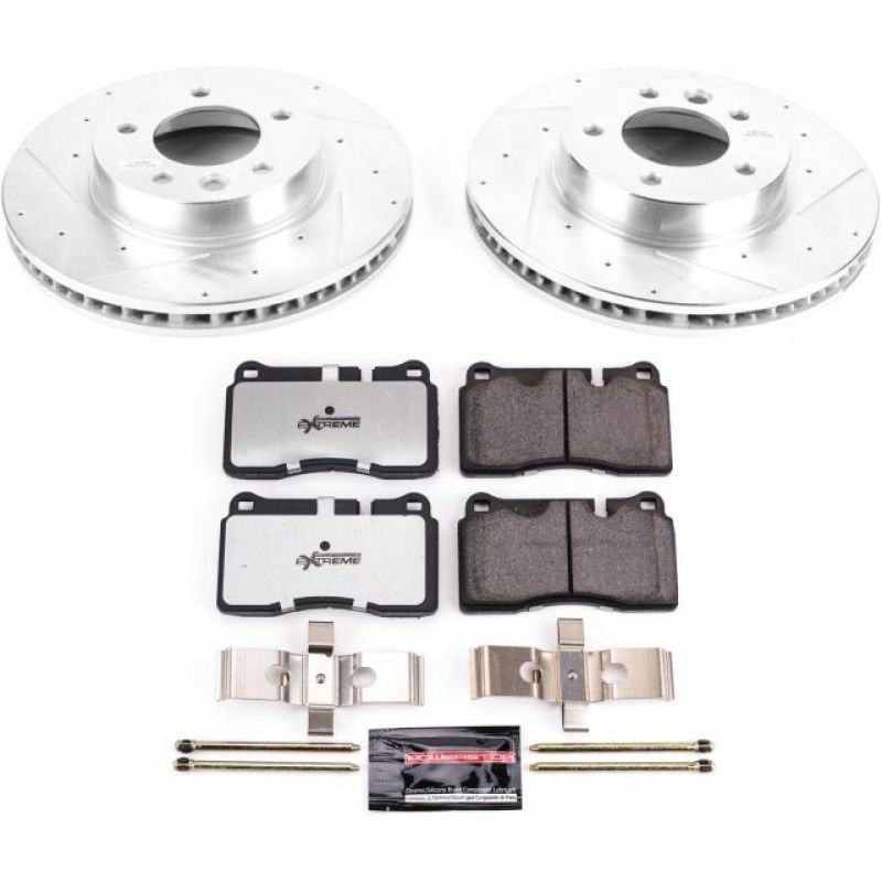 Volkswagen Touareg Brake Kit - Front - PowerStop - Drilled & Slotted Rotors + Carbon-Fiber Ceramic Pads - `06-`17