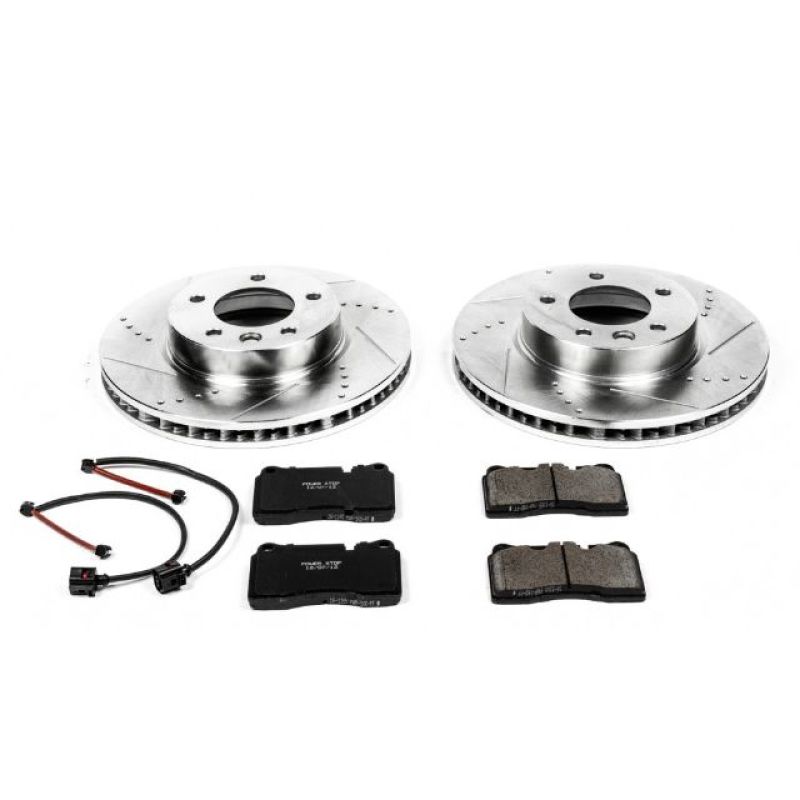 Volkswagen Touareg Brake Kit - Front - PowerStop - Drilled & Slotted Rotors + Carbon-Fiber Ceramic Pads - `06-`17