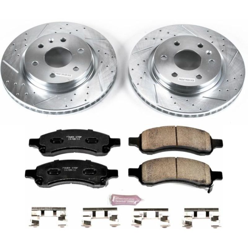 Buick Enclave Brake Kit - Front - PowerStop - Drilled & Slotted Rotors + Carbon-Fiber Ceramic Pads - `08-`17
