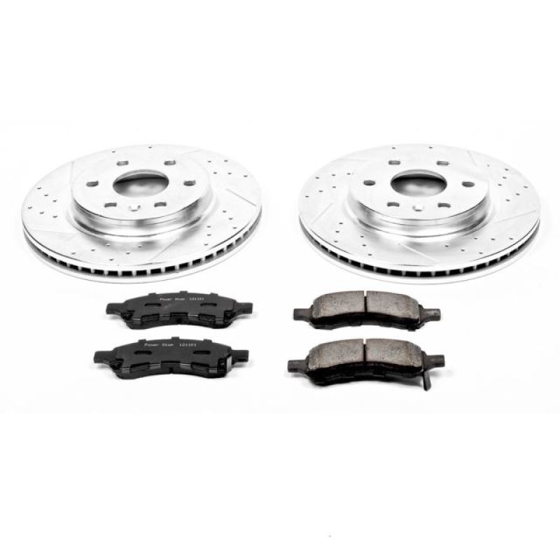 Buick Enclave Brake Kit - Front - PowerStop - Drilled & Slotted Rotors + Carbon-Fiber Ceramic Pads - `08-`17