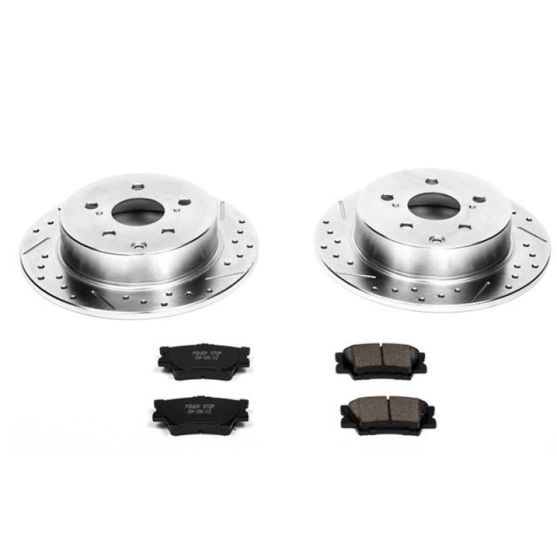 Pontiac Vibe Brake Kit - Rear - PowerStop - Drilled & Slotted Rotors + Carbon-Fiber Ceramic Pads - `09-`10