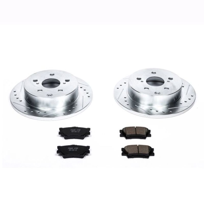 Lexus HS250h Brake Kit - Rear - PowerStop - Drilled & Slotted Rotors + Carbon-Fiber Ceramic Pads - `10-`12 Lexus HS250h Brake Kit - Rear - PowerStop - Drilled & Slotted Rotors + Carbon-Fiber Ceramic Pads - `10-`12
