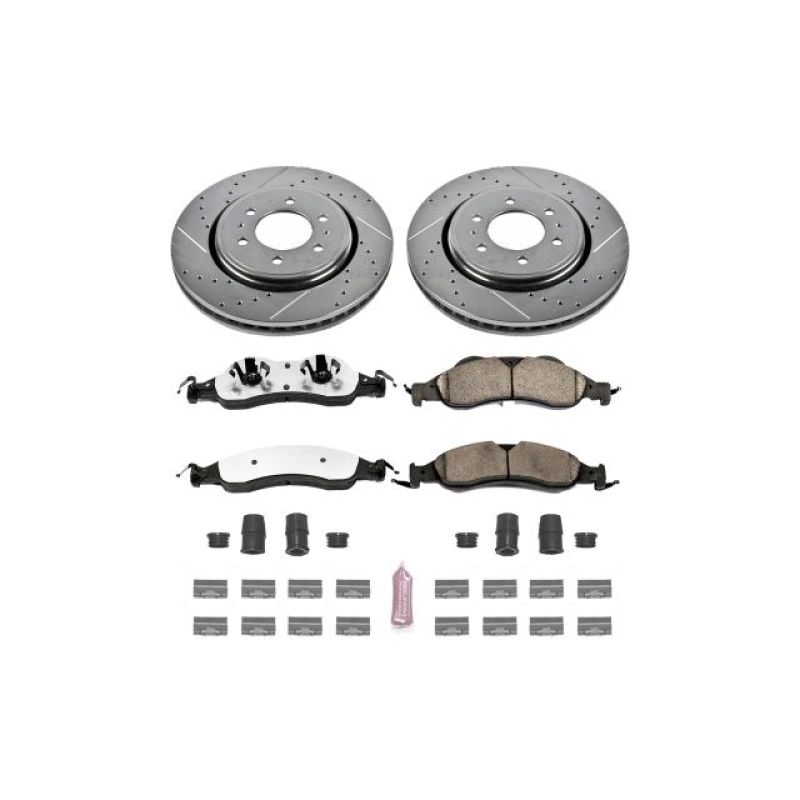 Ford Expedition Brake Kit - Front - PowerStop - Z36 Truck & Tow with Drilled & Slotted Rotors + Carbon-Fiber Ceramic Pads - `07-`09