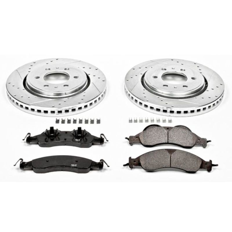 Ford Expedition Brake Kit - Front - PowerStop - Drilled & Slotted Rotors + Carbon-Fiber Ceramic Pads - `07-`09