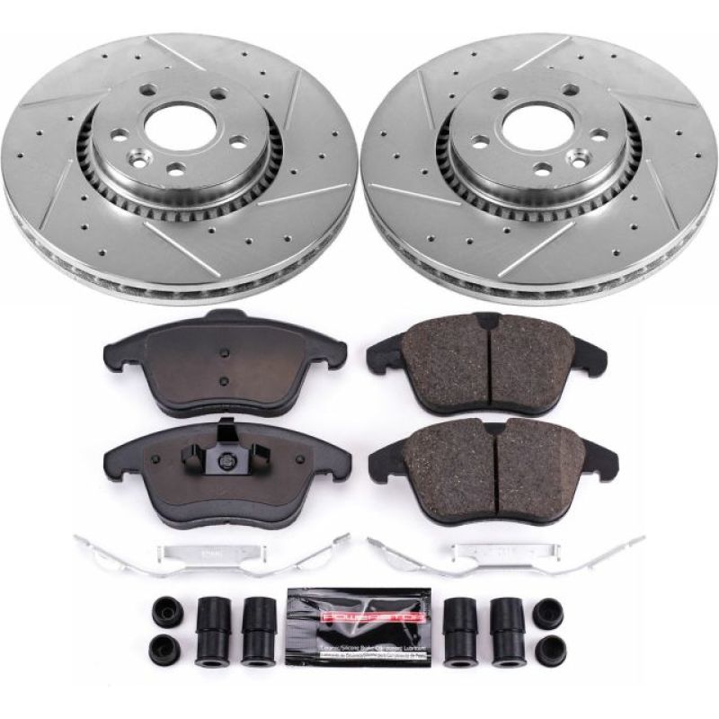 Land Rover LR2 Brake Pads + Rotors - Front - PowerStop - Z23 Evolution Sport: Drilled & Slotted Rotors + Carbon-Fiber Ceramic Pads - `08-`15 Land Rover LR2 Brake Pads + Rotors - Front - PowerStop - Z23 Evolution Sport: Drilled & Slotted Rotors + Carbon-Fiber Ceramic Pads - `08-`15