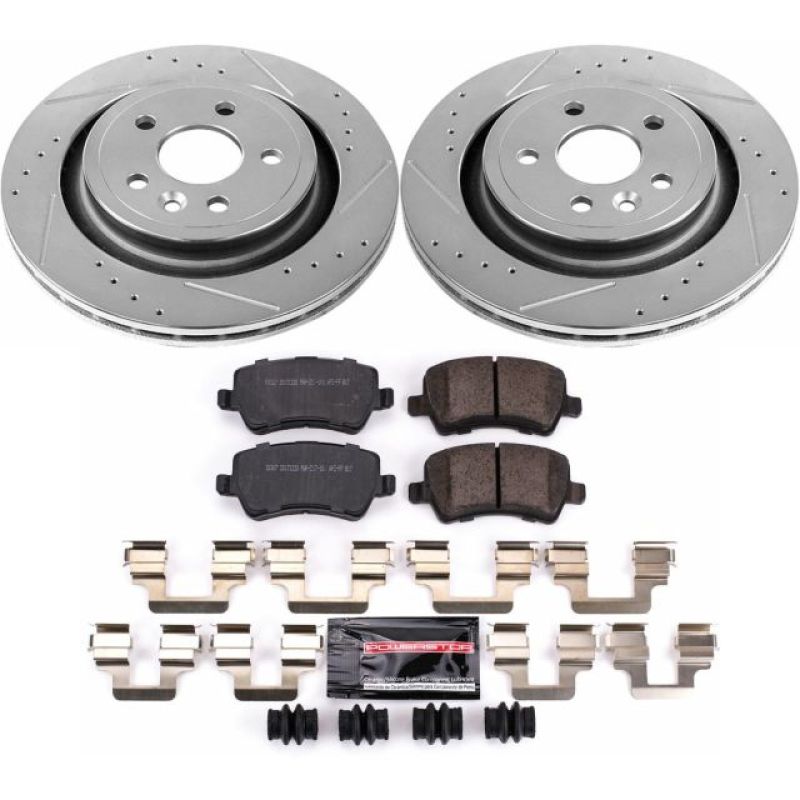Volvo S60 Brake Kit - Rear - PowerStop - Drilled & Slotted Rotors + Carbon-Fiber Ceramic Pads - `11-`18