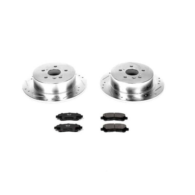 Toyota Highlander Brake Kit - Rear - PowerStop - Drilled & Slotted Rotors + Carbon-Fiber Ceramic Pads - `08-`13