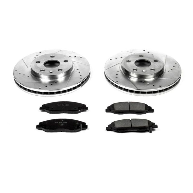 Cadillac CTS Brake Kit - Front - PowerStop - Drilled & Slotted Rotors + Carbon-Fiber Ceramic Pads - `08-`14