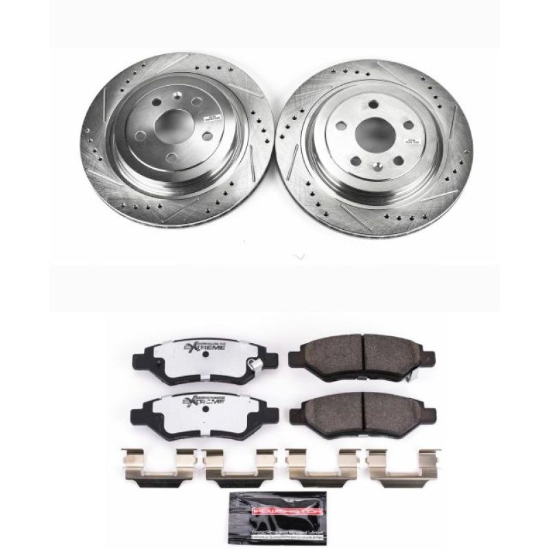 Cadillac CTS Brake Kit - Rear - PowerStop - Drilled & Slotted Rotors + Carbon-Fiber Ceramic Pads + Stainless-Steel Hardware - `08-`14
