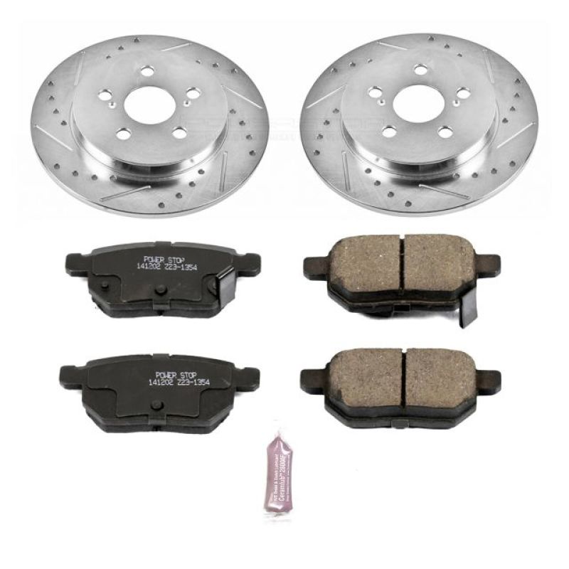 Pontiac Vibe Brake Kit - Rear - PowerStop - Drilled & Slotted Rotors + Carbon-Fiber Ceramic Pads - `09-`10 Pontiac Vibe Brake Kit - Rear - PowerStop - Drilled & Slotted Rotors + Carbon-Fiber Ceramic Pads - `09-`10